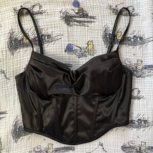 Black Satin Corset Top